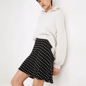Madewell Black and White Pleated Skater Mini Skirt